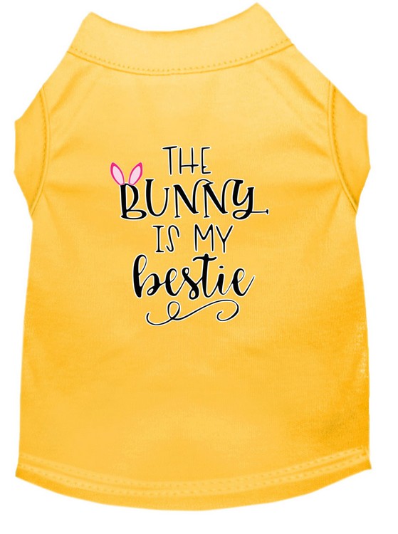 Bunny is my Bestie Screen Print Dog Shirt Yellow Lg